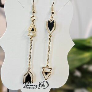 Black Gold Arrow Dangle Earrings- Handmade